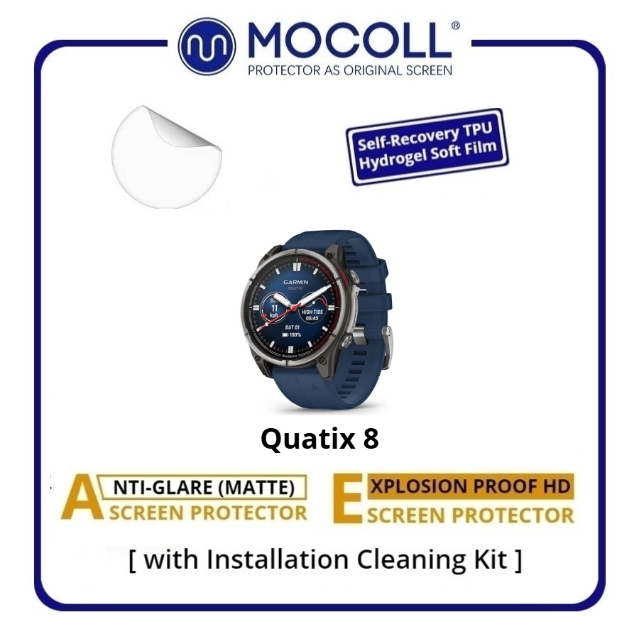 Mocoll Garmin ป้องกันหน้าจอป้องกันการระเบิด HD Anti Scratch Recovery TPU Garmin Quatix 8