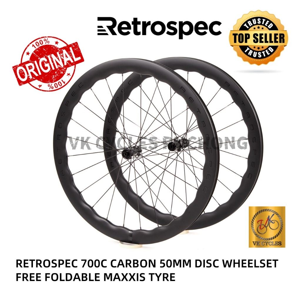 RETROSPEC 700C คาร์บอน 50 มม.ล้อ DISC รวมยาง MAXXIS 700X28C - TUBULESS & TUBE TYPE