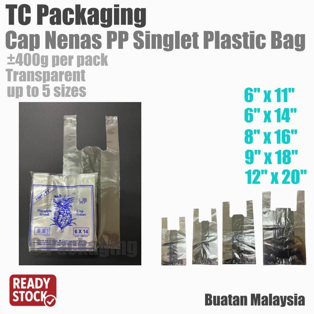 PP SINGLET BAG TRANSPARENT S,M,L,XL 400g