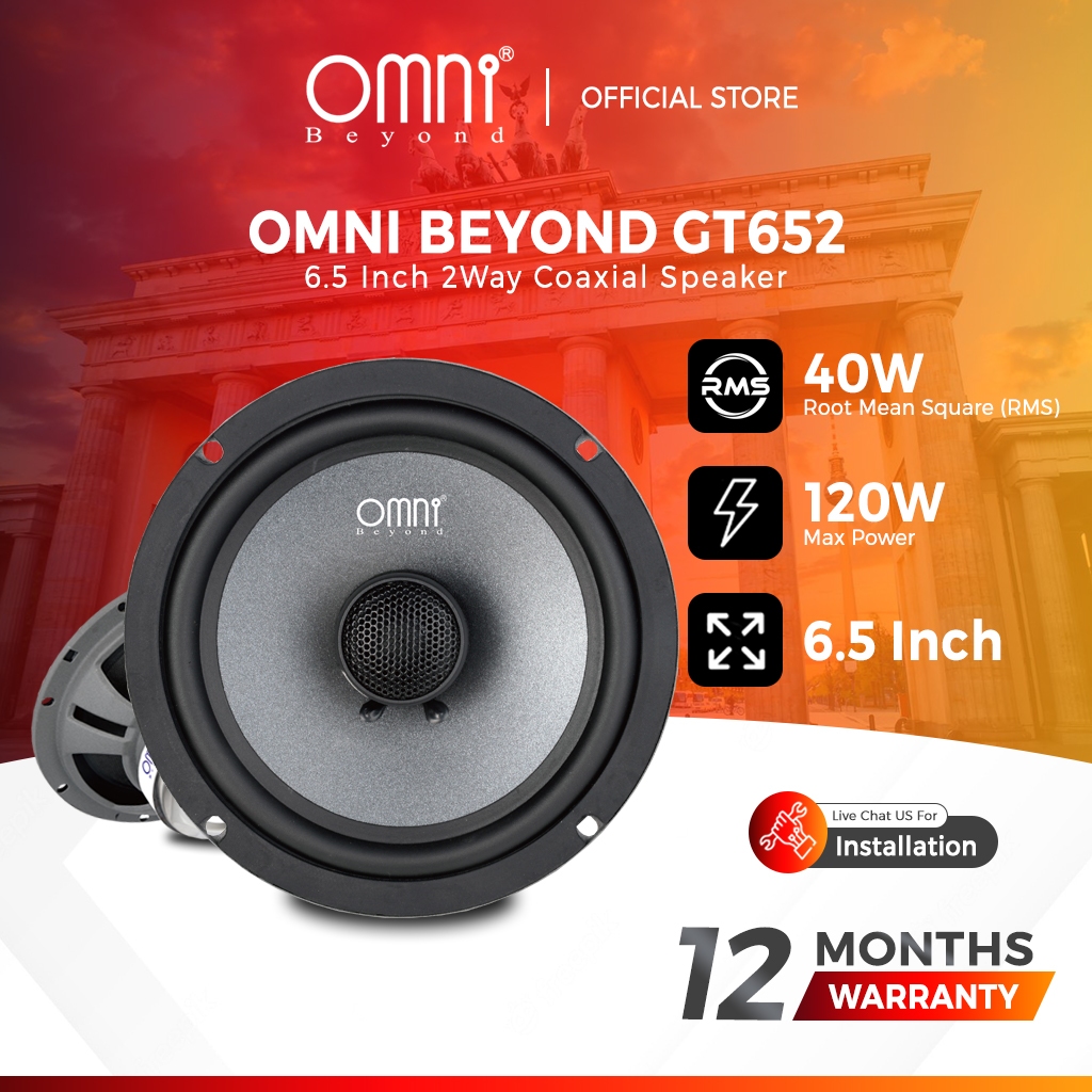 เครื่องเสียง Kereta OMNI BEYOND GT Series GT652 6.5" ลําโพง 2 ทิศทาง 120W 6.5 Inci Pembesar Suara
