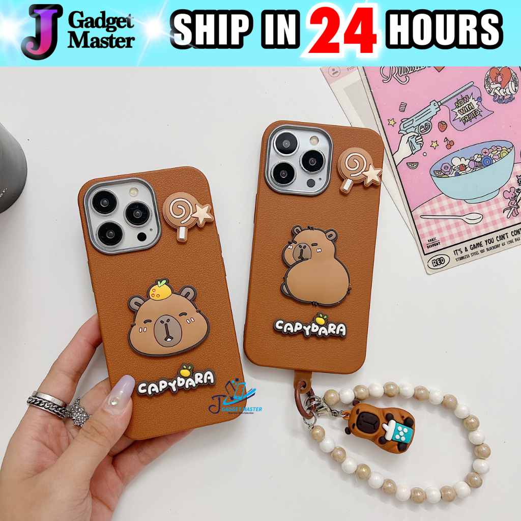 Realme 5 5i 5s 6i 9i 14x C3 C12 C15 C35 C51 C53 C55 C63 C65 C67 C75 C75x Fon Sarung หนัง Capybara 3D