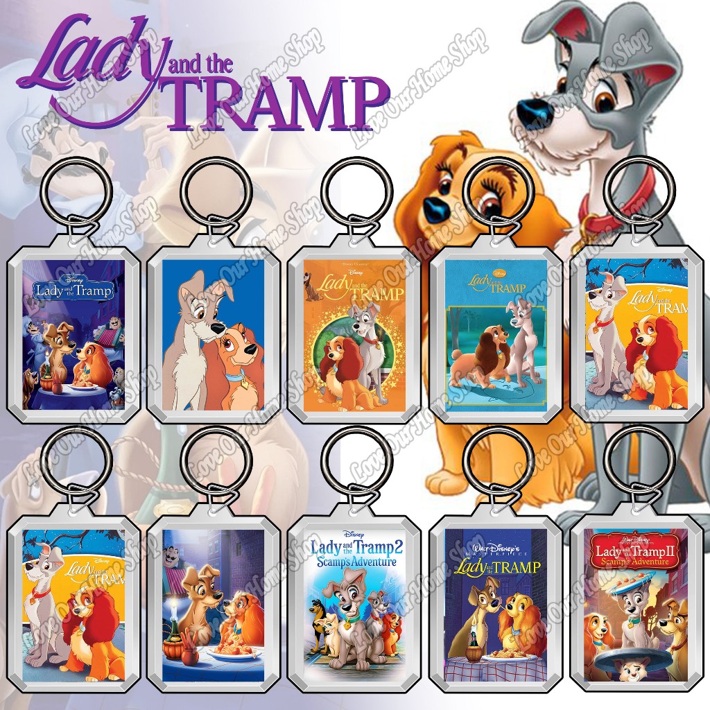 พวงกุญแจอะคริลิค DIY สองด้าน พวงกุญแจใส Disney [Lady and the Tramp]