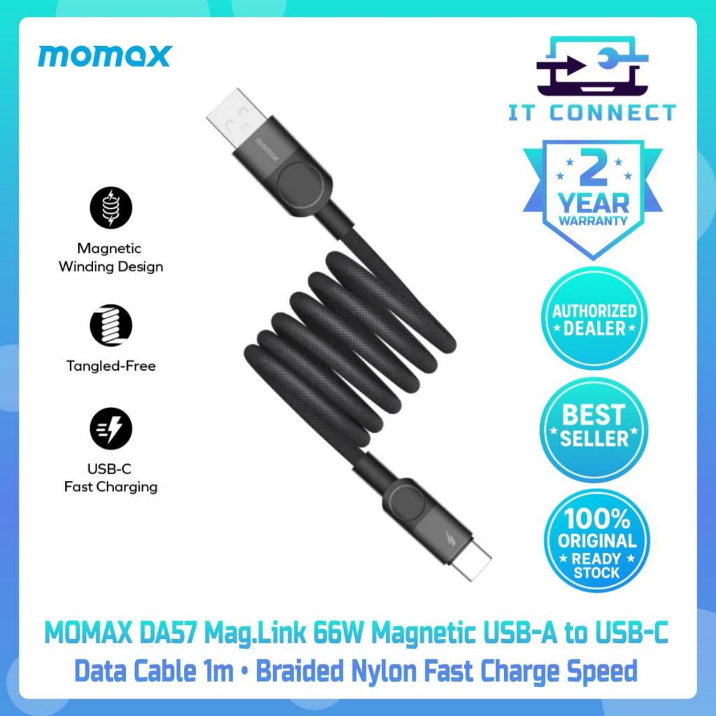 MOMAX DA57 Mag.Link 66W Magnetic USB-A to USB-C Data Cable 1m • Braided Nylon Speed 2YW