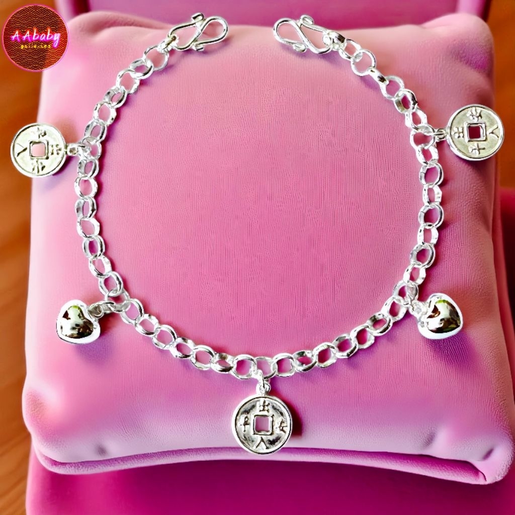 🌈AAbaby Galleries AA536 Baby S925 Silver Anklet Bracelet 圆乐链 Rantai Kaki/Gelang Bayi