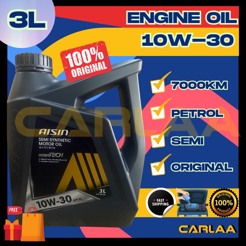 AISIN JAPAN - ENGINE OIL SL 10W30 (3L) SEMI SYNTHETIC MINYAK HITAM