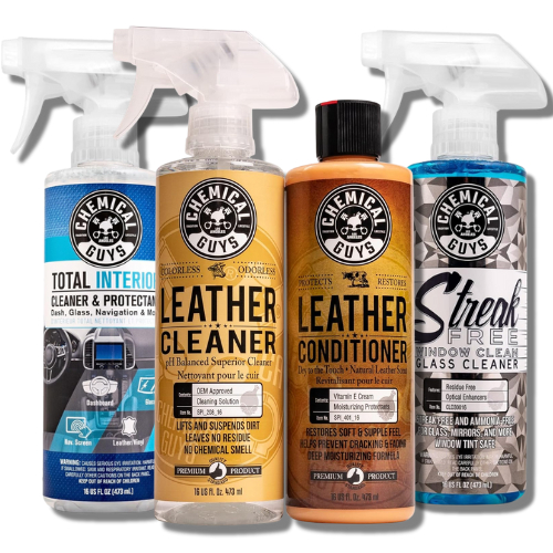 Chemical Guys Leather Cleaner and Conditioner Complete Leather Care | รวมภายใน | กระจกและหน้าต่างฟรีริ้ว