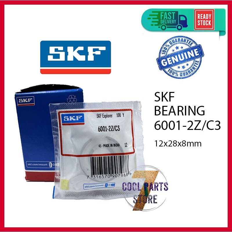 6001 ZZ C3 SKF Bearing 6001-ZZ (12 X 28 X 8mm)