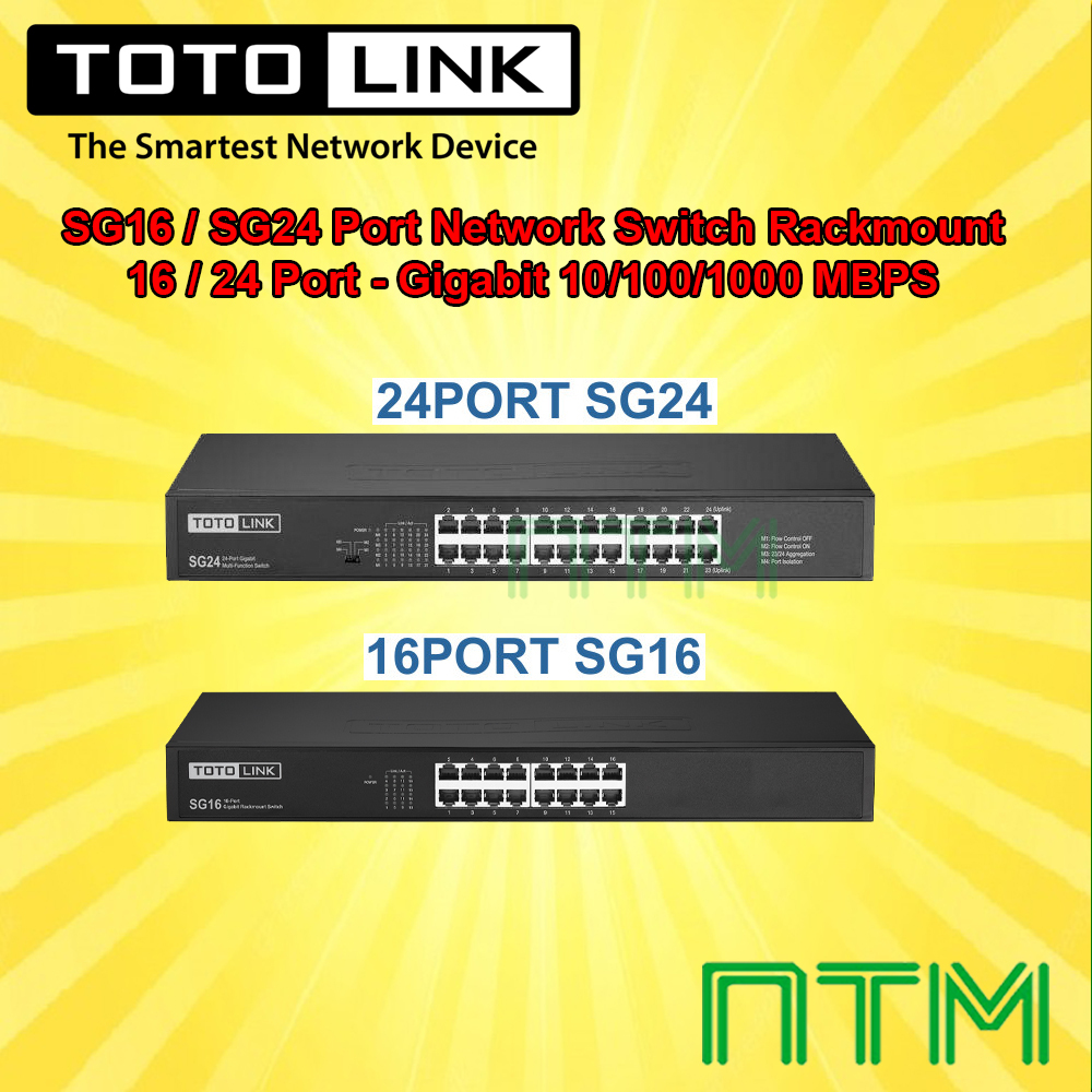 TOTOLINK SG24 24-Port / SG16 16-Port Network Switch Rackmount 16 / 24 Port - Gigabit 10/100/1000MBPS
