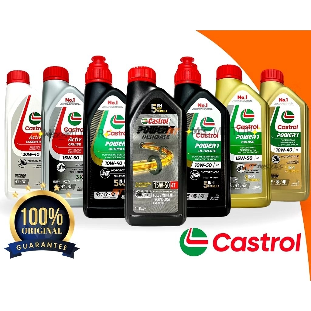 CASTROL DEALER 4T ENGINE OIL POWER 1 ACTIV SCOOTER FULLY SEMI SYNTHETIC 5W40 10W50 15W50 20W40 ENJIN