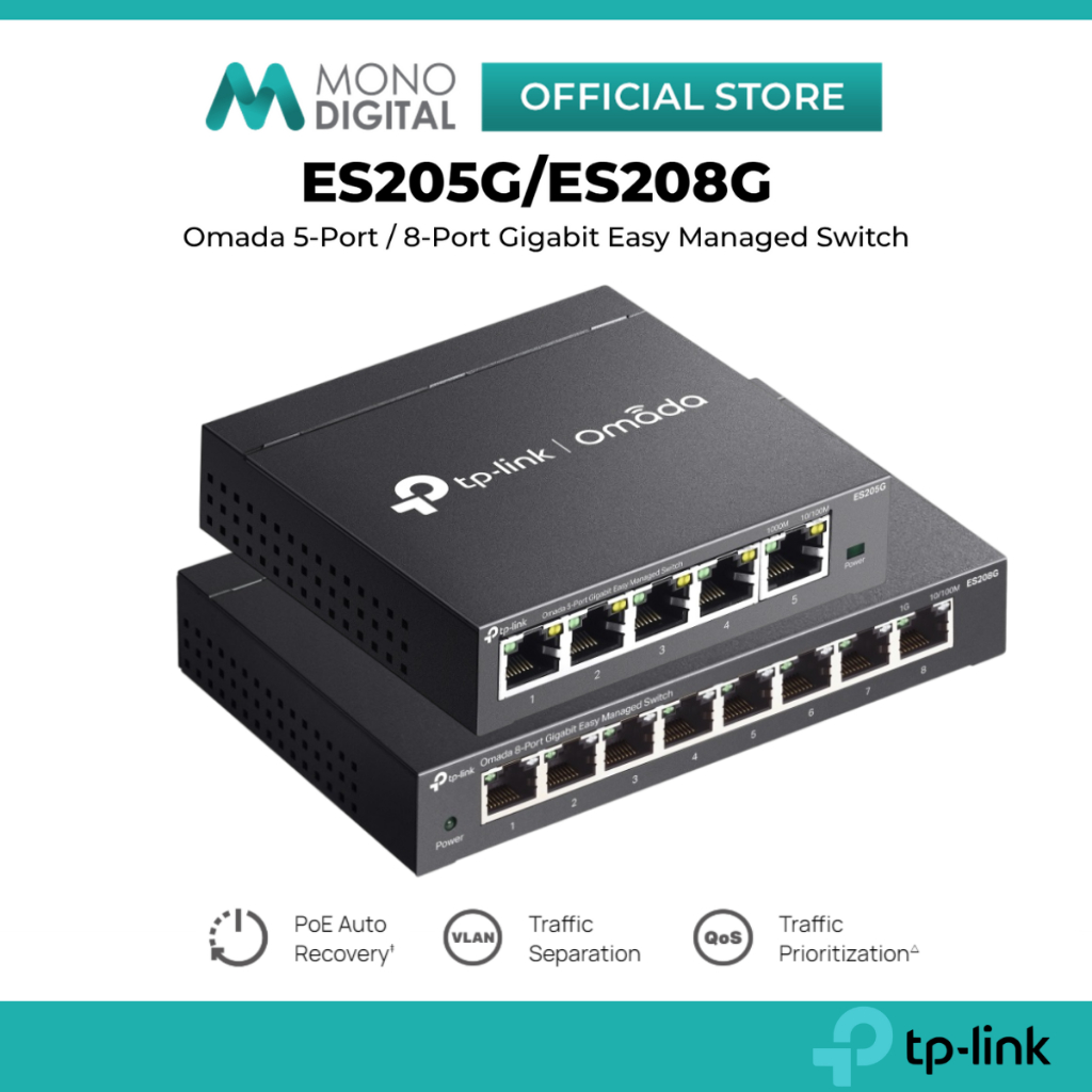TP-LINK ES205G 5-PORT / ES208G 8-PORT OMADA GIGABIT EASY MANAGED SWITCH ที่มีการจัดการง่ายและการออกแ