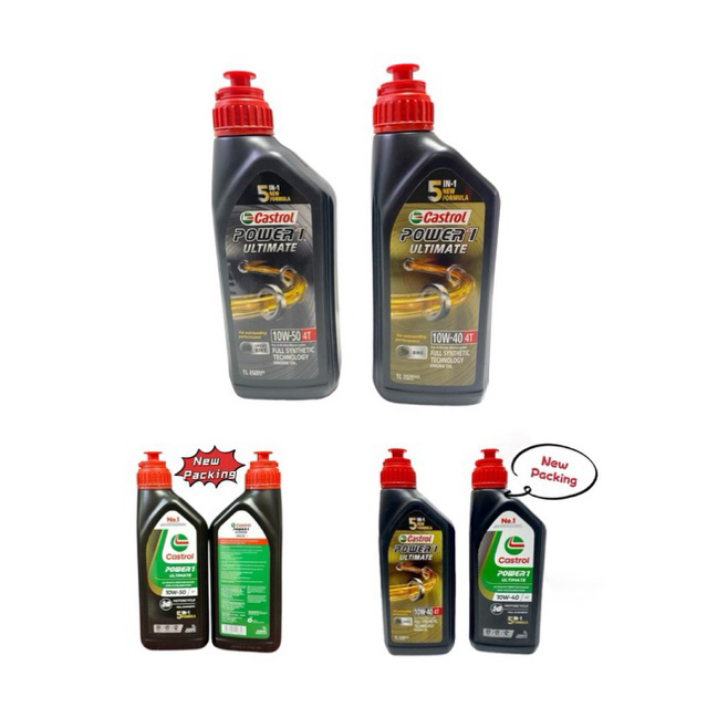 Castrol Power 1 Ultimate 10W40 10W50 สังเคราะห์ 4T,Miyak hitam Minyak selinder Castrol 4T อย่างเต็มท