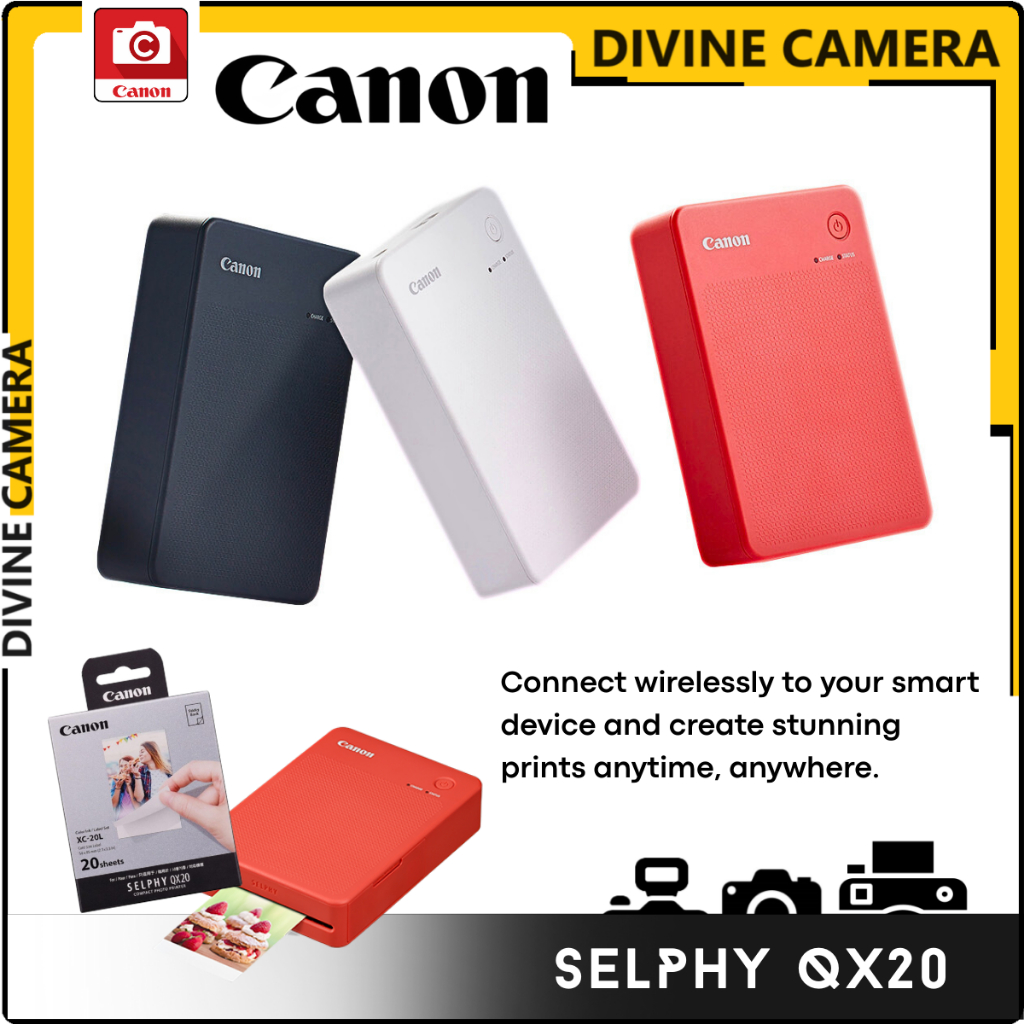 เครื่องพิมพ์ Canon SELPHY QX20 สําหรับภาพฟิล์มขนาดสี่เหลี่ยมและขนาดการ์ด