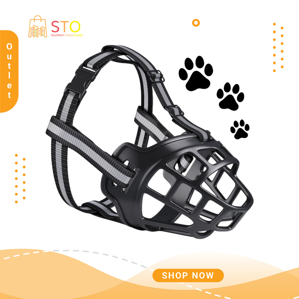 STO Muncung Anjing ตะกร้อแบบปรับได้สําหรับสุนัขขนาดเล็กขนาดกลางขนาดใหญ่ตาข่ายระบายอากาศป้องกันการกัด