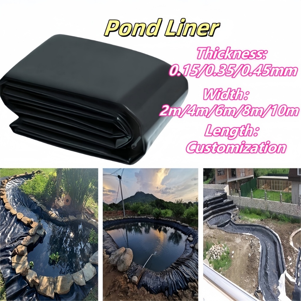 HDPE Pond Liner 2M/6M/8M Fish Pond Liner Heavy Duty Kolam Ikan Liner Tebal Pelapik Kolam Pond Lining HDPE Membrane