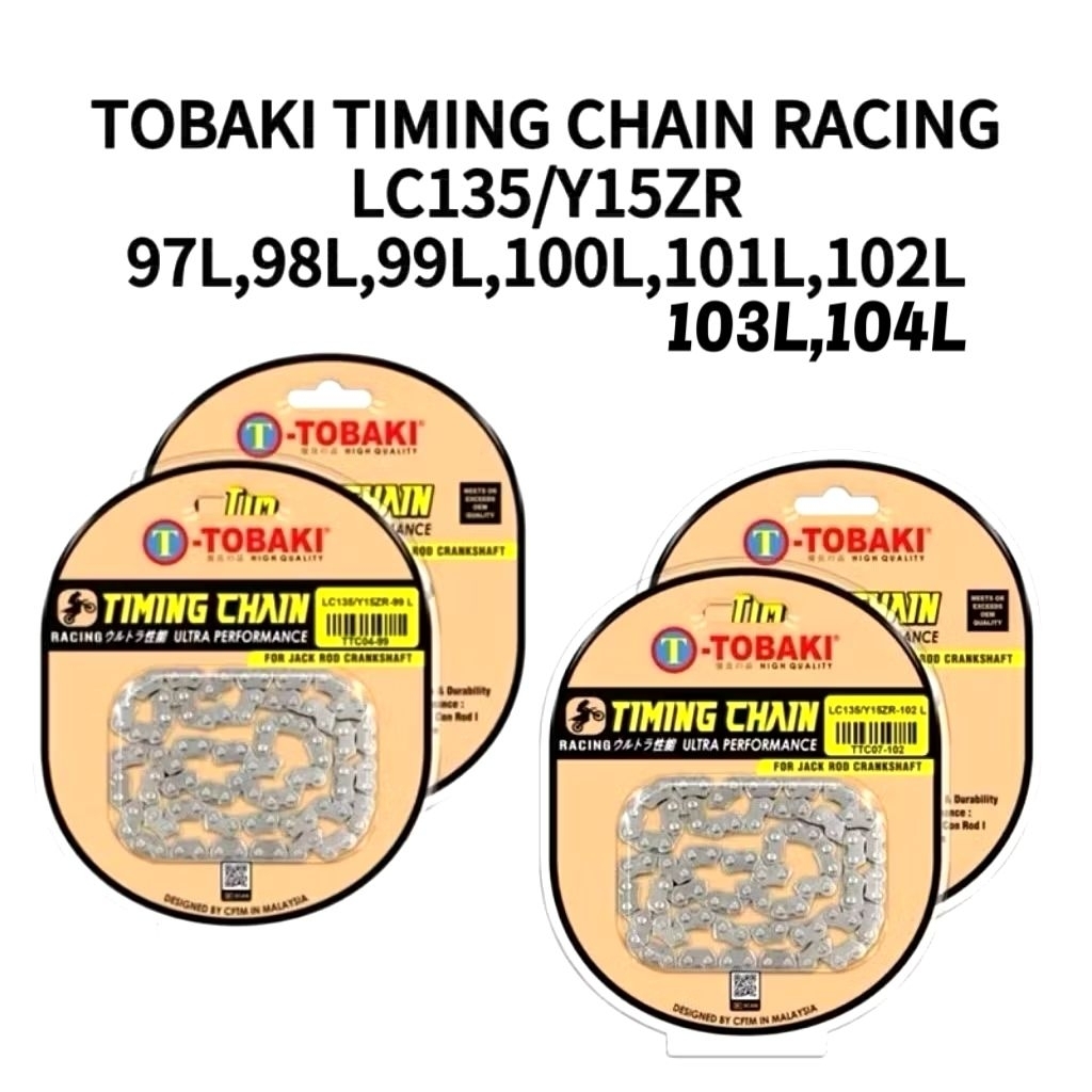 TIMING CHAIN TOBAKI RACING LC135 Y15ZR 96L 97L 98L 99L 100L 101L 102L JET ROD 4MM 4.25MM 5MM 6MM 7MM