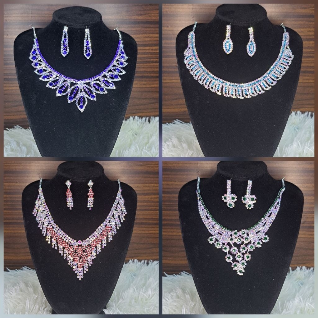 S7- ชุดสร้อยคอและต่างหูสีเงิน (Rantai & Subang) ชุดสร้อยคออินเดียสําหรับผู้ใหญ่สําหรับสร้อยคอหินกานา