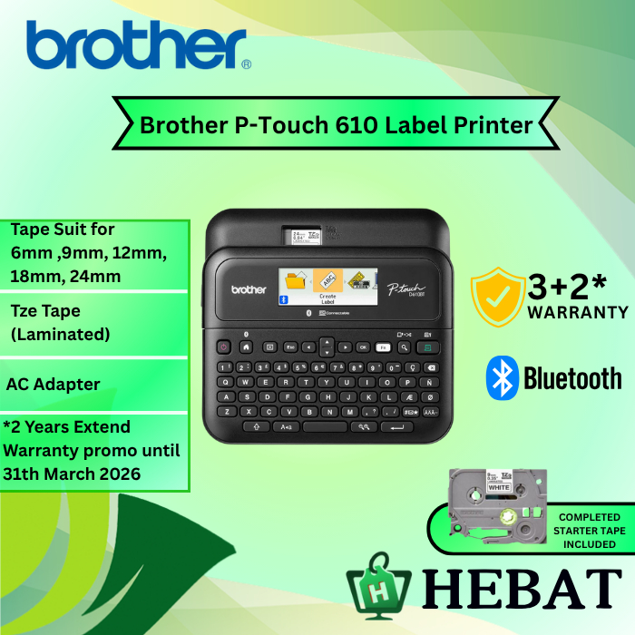 BROTHER PTouch D610BT 24mm / D460BT 18mm / PT D210 12mm / H110 12mm LABEL PRINTER