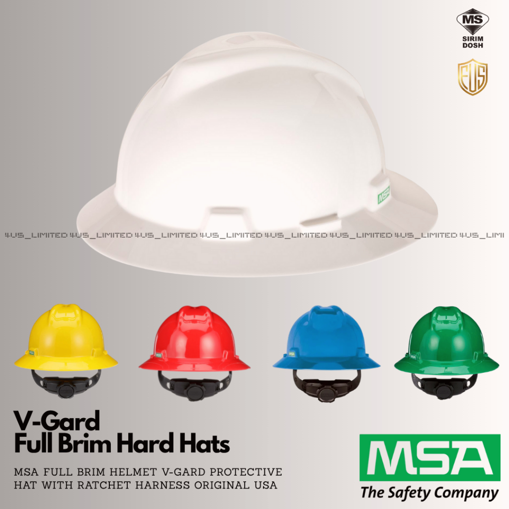 MSA หมวกป้องกัน V-Gard พร้อมสายรัดวงล้อ USA | MSA CHINSTRAP USA