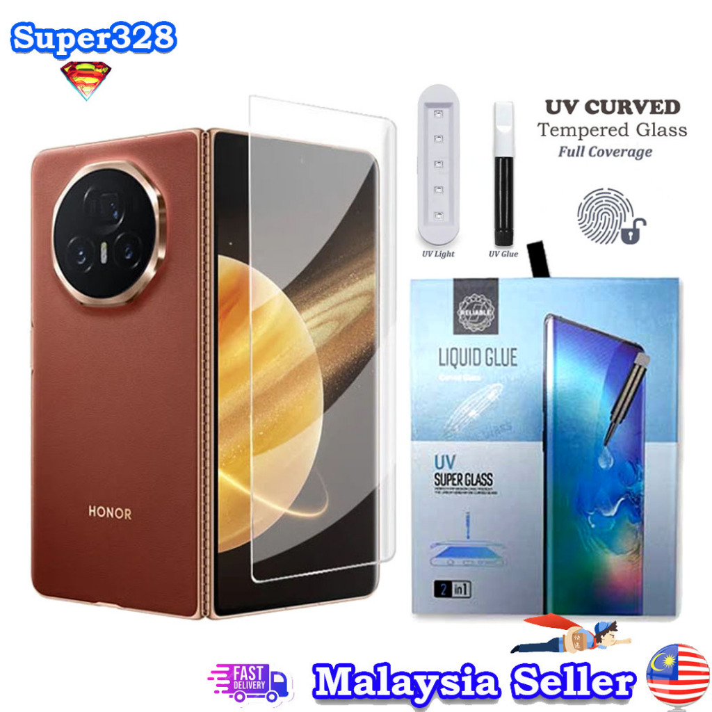 Honor Magic V5 V3 V2 VS / X9c / 7 Pro / 6 Pro X9b X9a 5G 5 4 70 50 UV Liquid กาว 3D 9H กระจกนิรภัยป้
