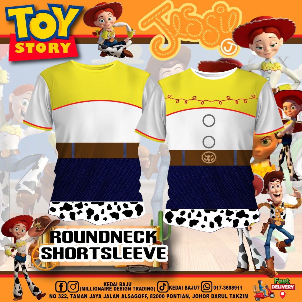JESSIE丝 Toy Story Toy Toy Paniculata JESSIE TOY STORY เครื่องแต่งกายเด็กผู้ใหญ่ชุดจับคู่ชุดการแสดงเด