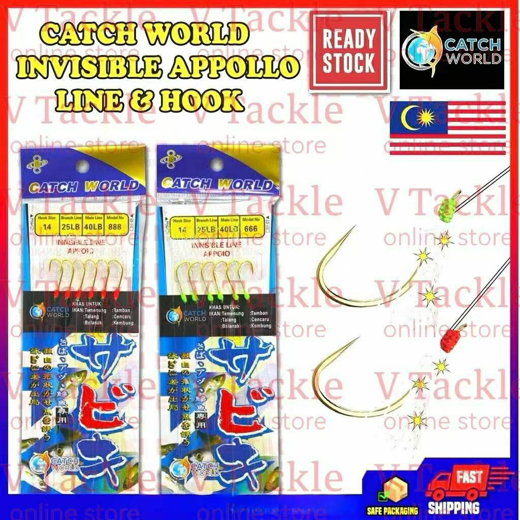 Catch World Invisible Sabiki Apollo Hook + tali hantu 888 666 apollo