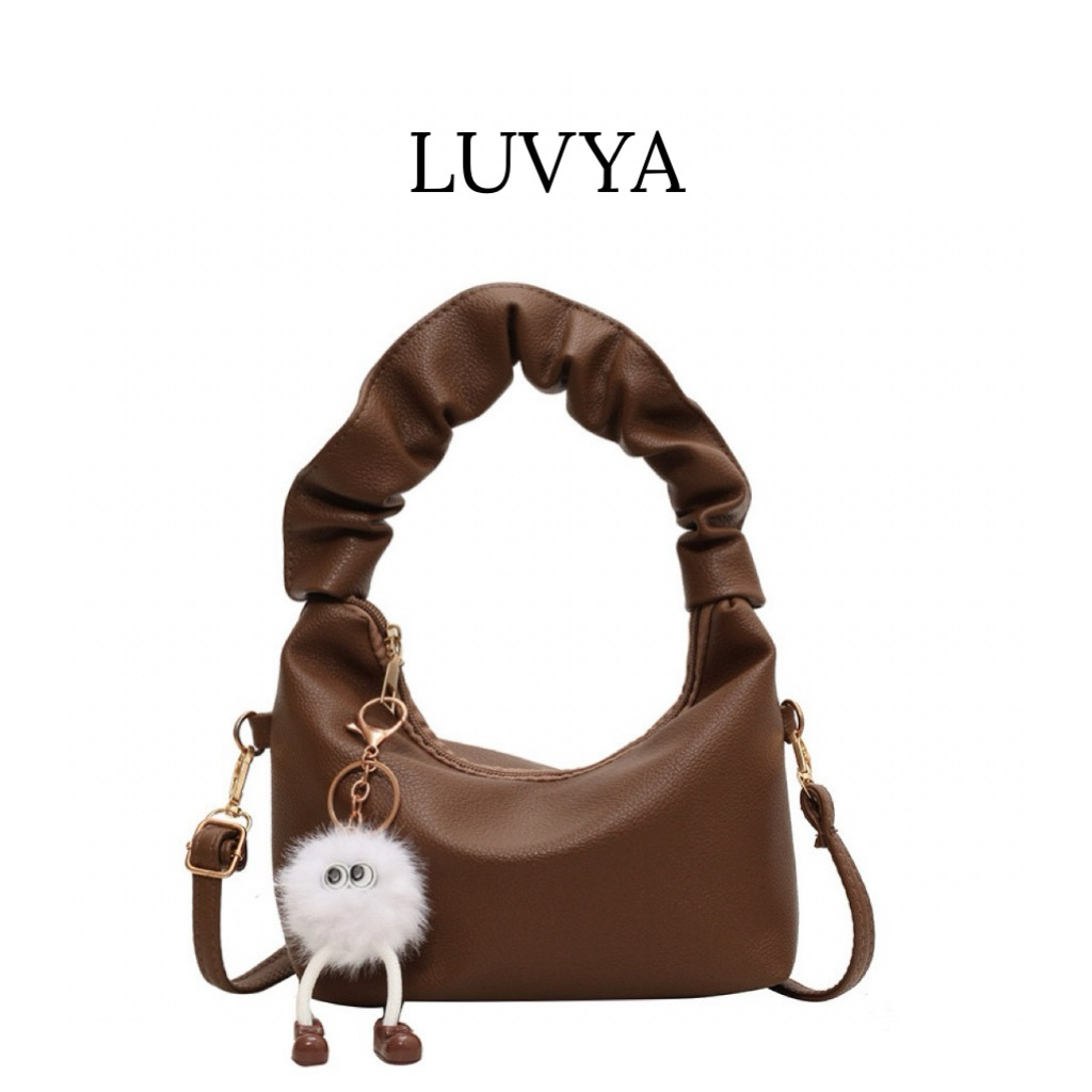 LUVYA Cloudy Pleated Fashion Crossbody Bag Ins Style Mini Cute Sling Bag Dumpling Crescent Women Bag