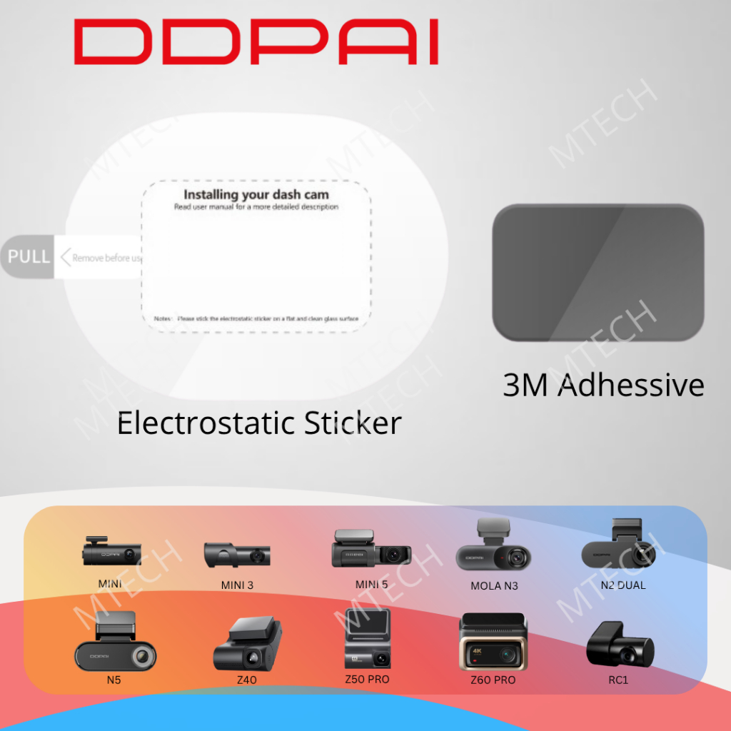 DDPAI Z60 Z50 N3 N5 MOLA MINI ชุดสติกเกอร์ไฟฟ้าสถิตกาวทนความร้อน Double Side เทปผู้ถือ