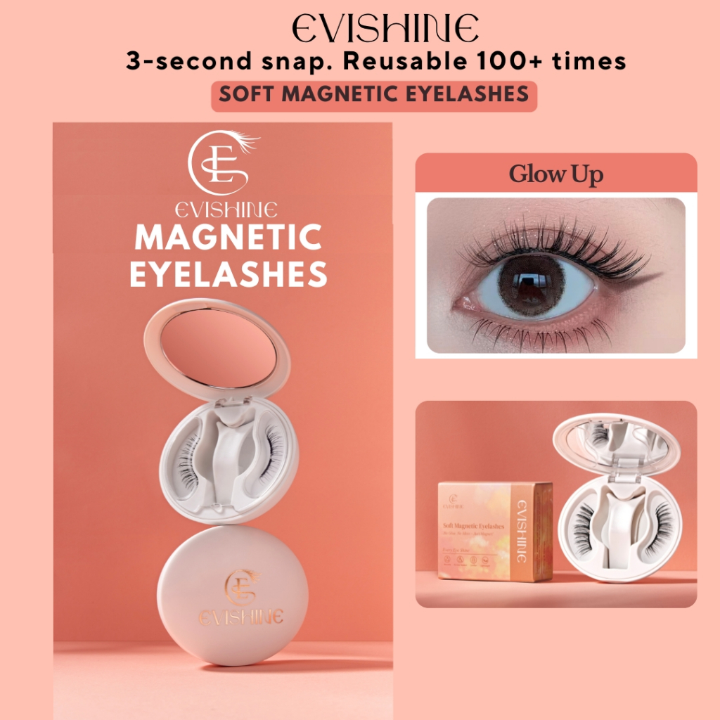 EviShine Magnetic Eyelashes (ตลับสีขาว – Reusable Magnetic Lashes) – Glow Up
