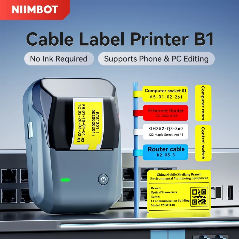 NIIMBOT B1 เครื่องพิมพ์ฉลากบลูทูธเครื่องทําสติกเกอร์ความร้อนเครื่องฉลากขนาดเล็กแบบพกพา Barcode QR Co