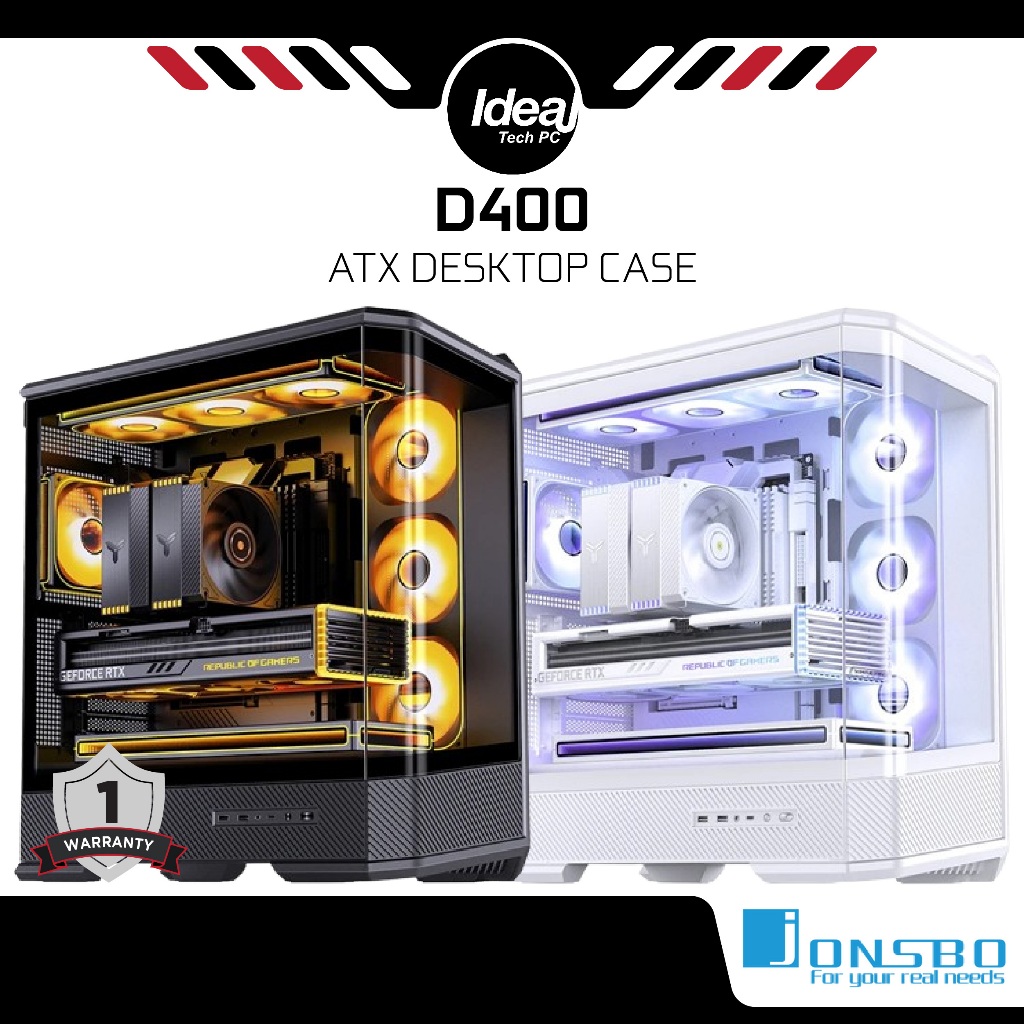 JONSBO D400 BLACK / WHITE SUPPORT DUAL 360MM RADIATOR ATX COMPUTER CASE
