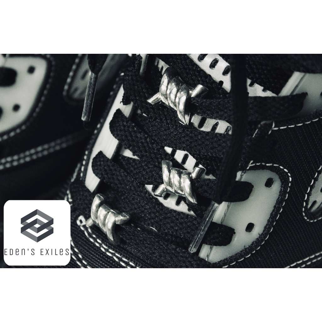Shiny Sneaker Shoes Accessories Dubrae (Silver Barbwire) Shoelaces Buckle Metal Lacelock Fashion Air