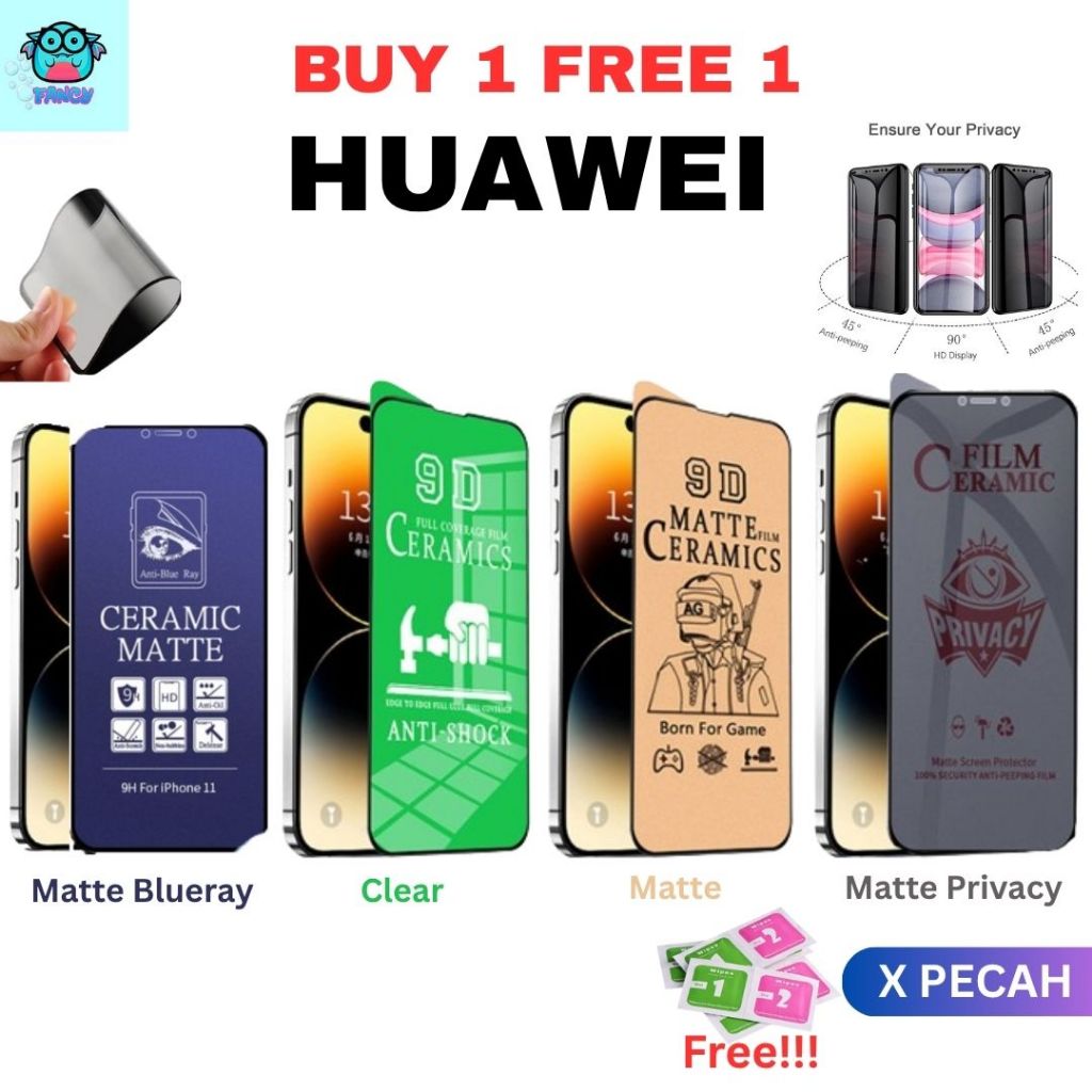 (ซื้อ1ฟรี1) Huawei Nova 3i,2i,3,4,4E,5T,7i,7SE,Y9,Y9S,Y9Prime,Y6P,Y7P,P,P,P,P,P,P,P40 กระจกนิรภัยเคล