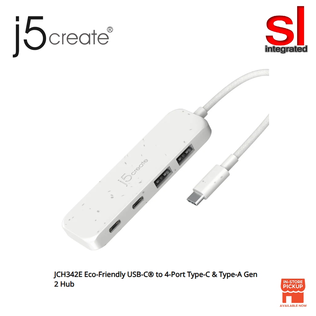J5create USB-C เป็นมิตรกับสิ่งแวดล้อมถึง 4 พอร์ต Type-C และ Type-A Gen 2 Hub (JCH342E)