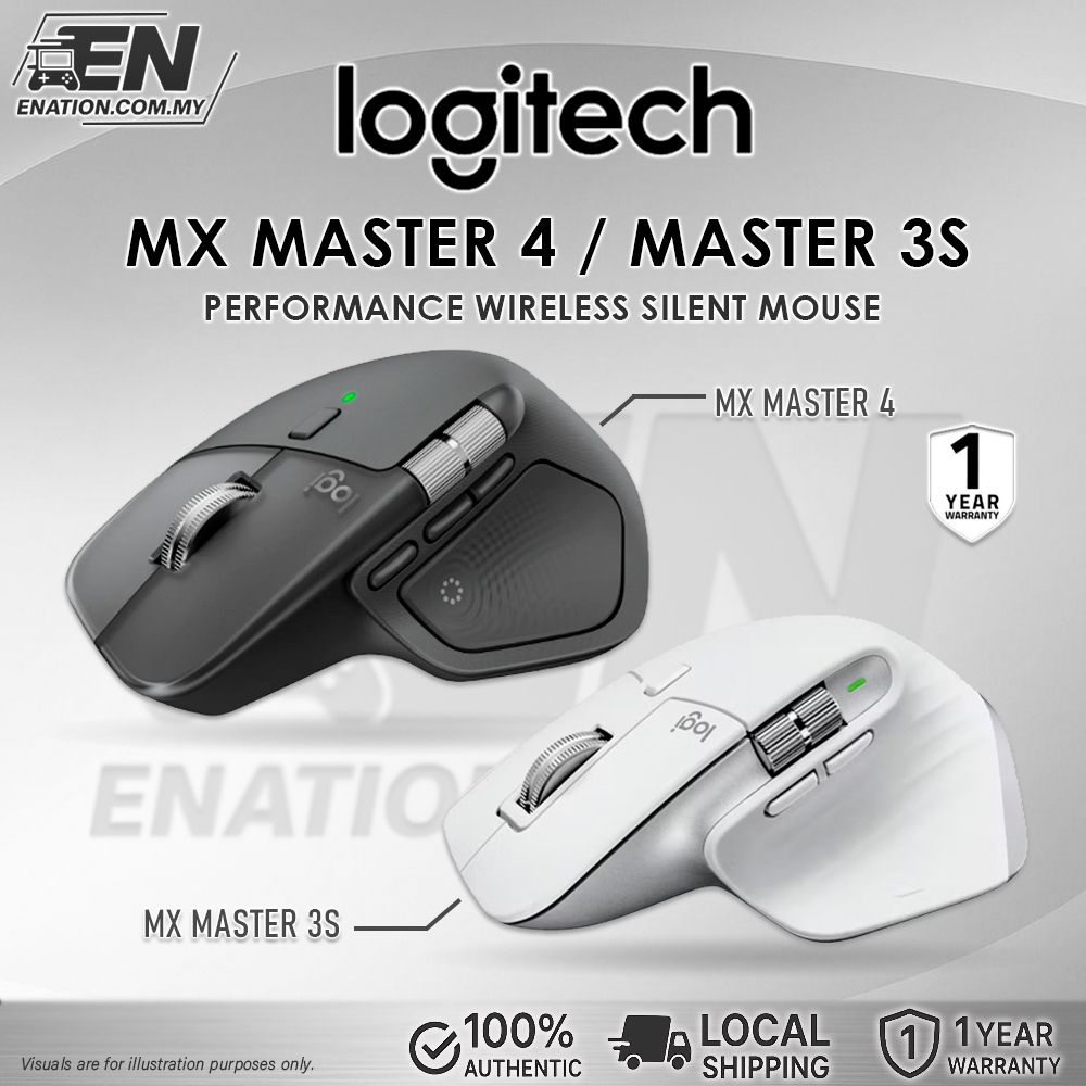 LOGITECH โลจิเทค ม มาสเตอร์ 4 | เมาส์ไร้สายประสิทธิภาพสูง MX Master 3S | บลูทูธคลิกเงียบ | MagSpeed 