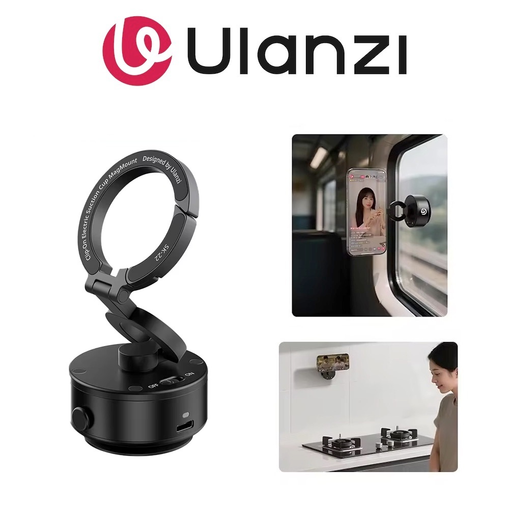 Ulanzi SK-22 ที่วางโทรศัพท์แม่เหล็กถ้วยดูดไฟฟ้าอัตโนมัติติดรถยนต์สําหรับสมาร์ทโฟนมือถือ