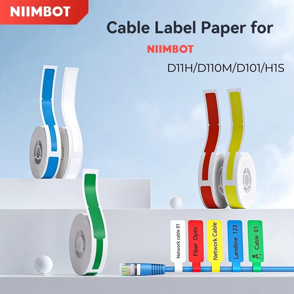 NIIMBOT D11/D110/D101/H1S Cable Label Paper Data Cable Label Fiber Optic Label กันน้ํา