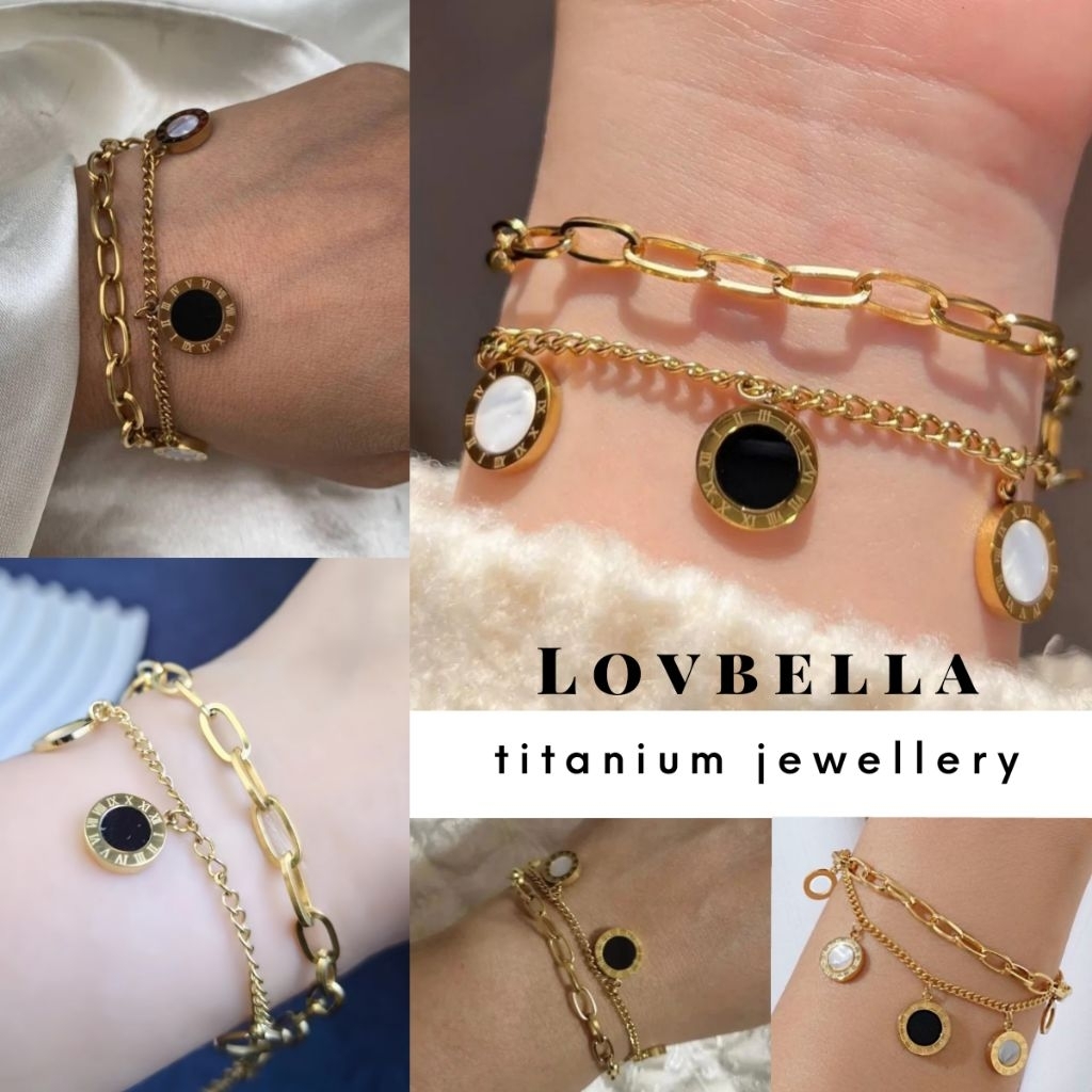 🇲 🇾ROMAN BRACELET TITANIUM STEEL PLATED GOLD GELANG EMAS ANTI KARAT