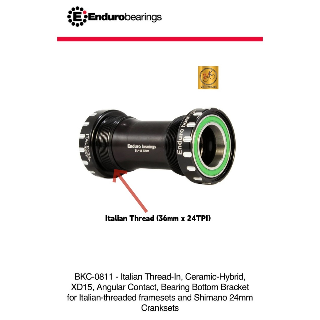 ENDURO XD-15 Pro Bottom Bracket ด้ายอิตาลี 36 มม.ถึง 24 มม.สําหรับ Shimano Crankset BKC-0811 BKC0811