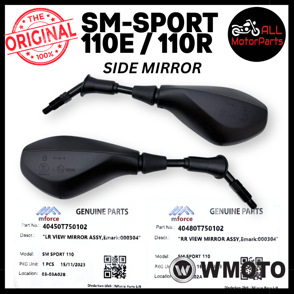 SM SPORT 110E / 110R N1 [ 1SET ] SIDE MIRROR REAR VIEW CERMIN SISI ซ้ายขวา KIRI KANAN SM SPORT