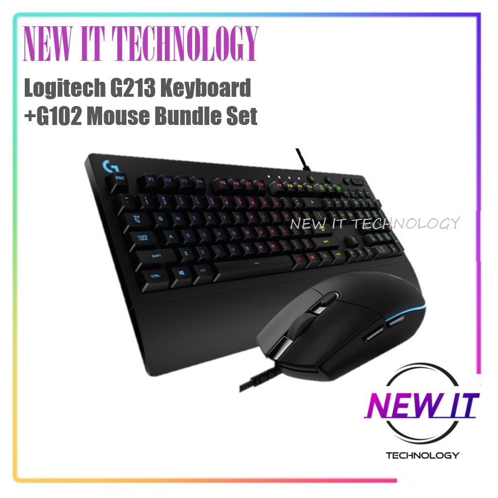 คีย์บอร์ดเกมมิ่ง Logitech G213 Prodigy RGB + ชุดรวมเมาส์เกมมิ่ง Logitech G102 Prodigy