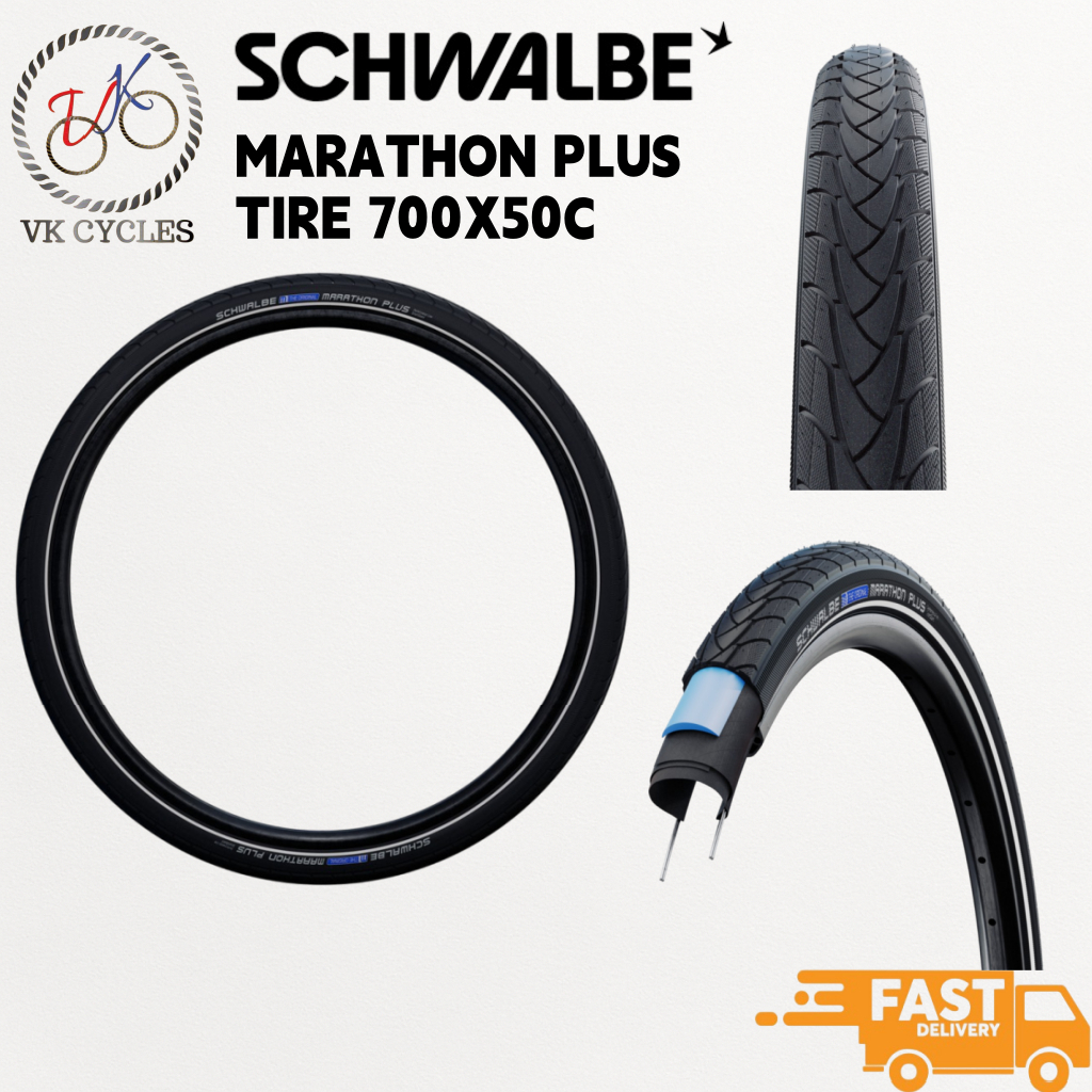 Schwalbe Marathon Plus 700x50C SmartGuard Addix Wired Tyre / Flat-Less Puncture Protection / E-Bike