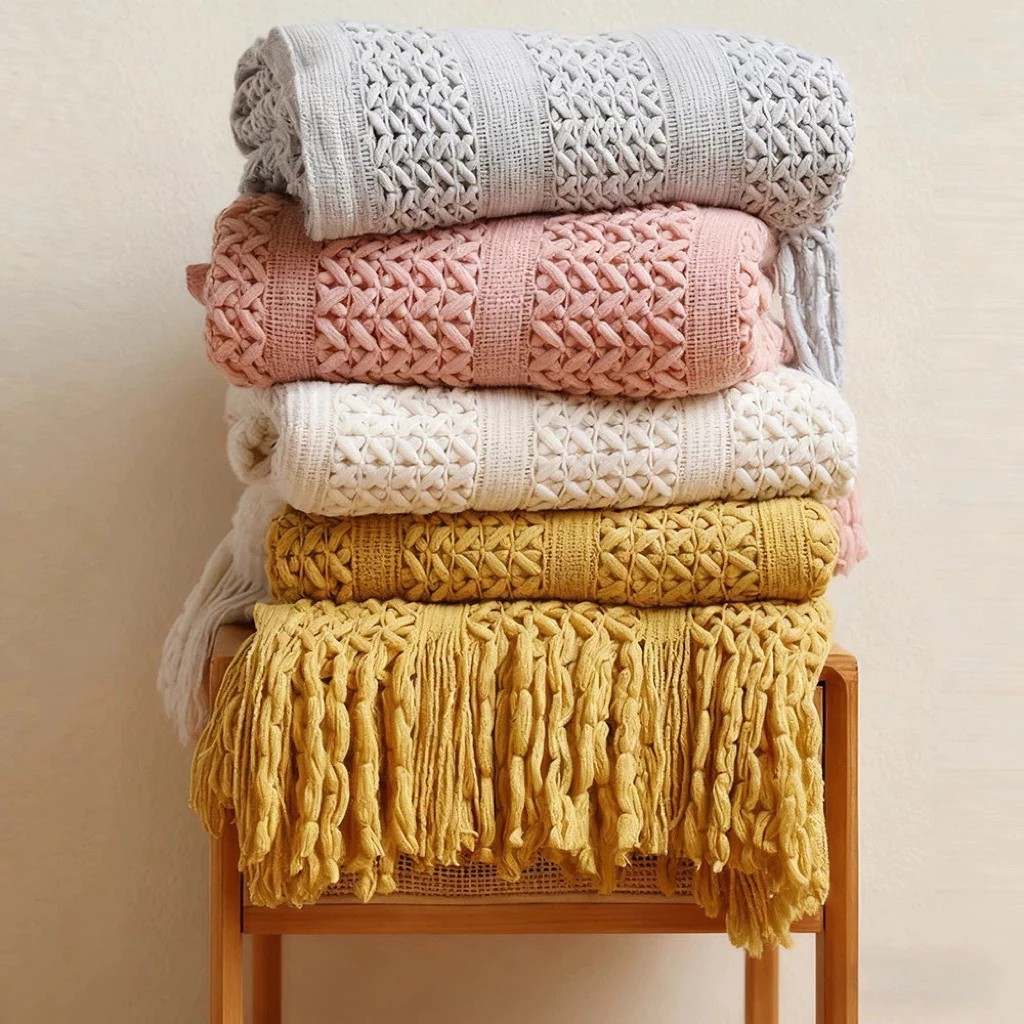 COZY BED COVER KNITTED BLANKET SOFA THROW COVER SELIMUT SOFA BED COVER BEDSPREAD