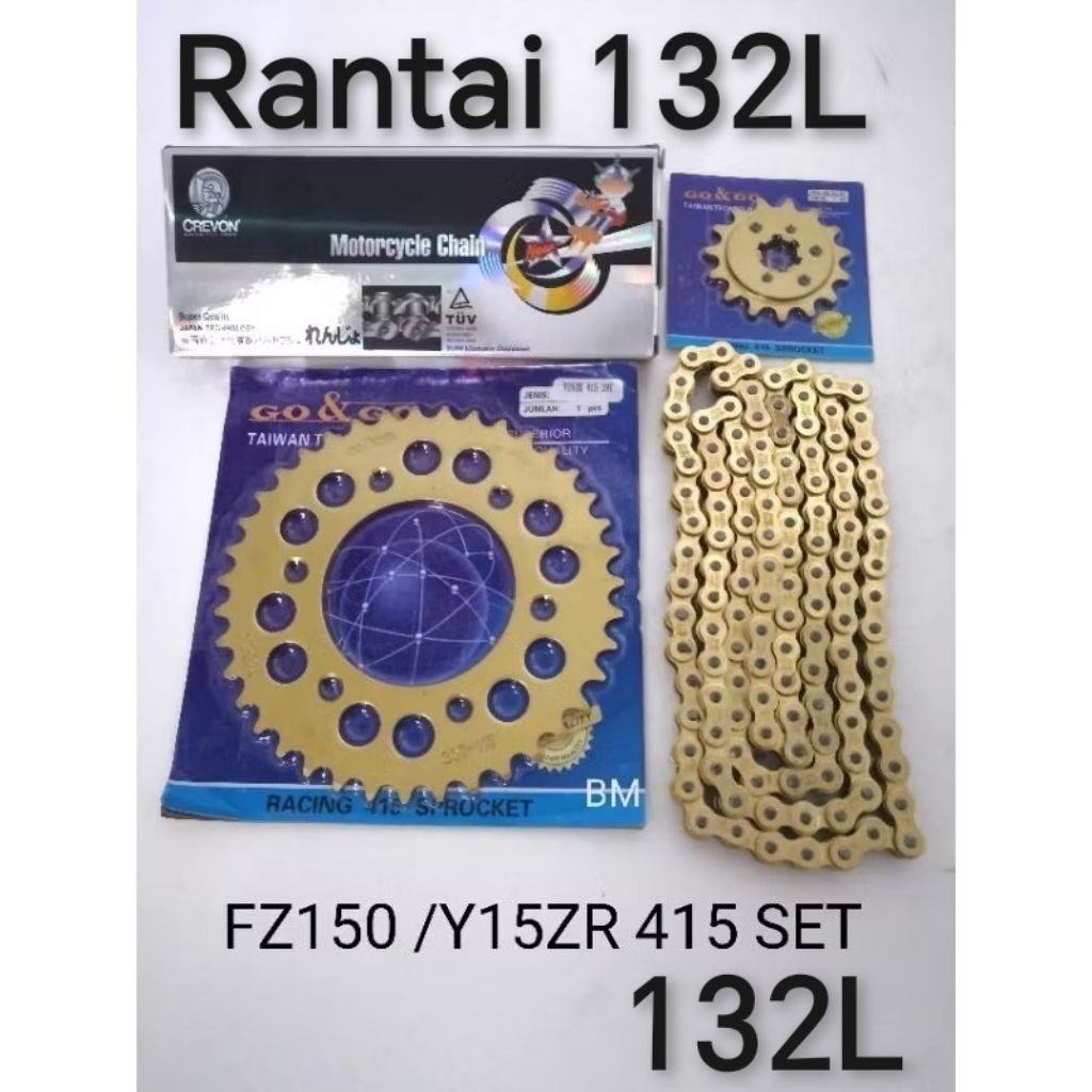 SPOKET SET 415 - 132L (โซ่ทอง +SPOKET ) FZ150I /Y15ZR RANDOM BRAND