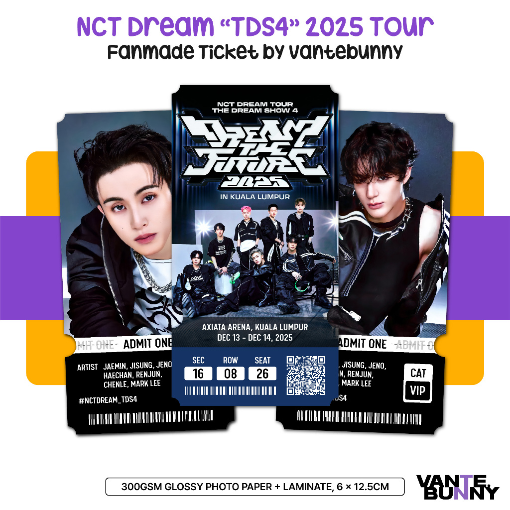 Fanmade Mock Ticket NCT Dream "The Dream Show 4" TDS 4 KPOP Custom Concert Tix โดย Vantebunny