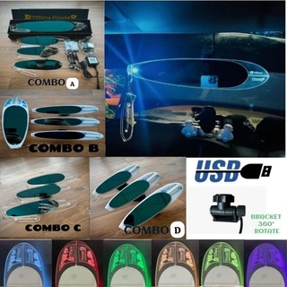 Tiffana House Surfboard Mirror With RGB LED 64 colors  Ibu /Anak JDM Sakura Car Rear View Mirror Decoration Keychain