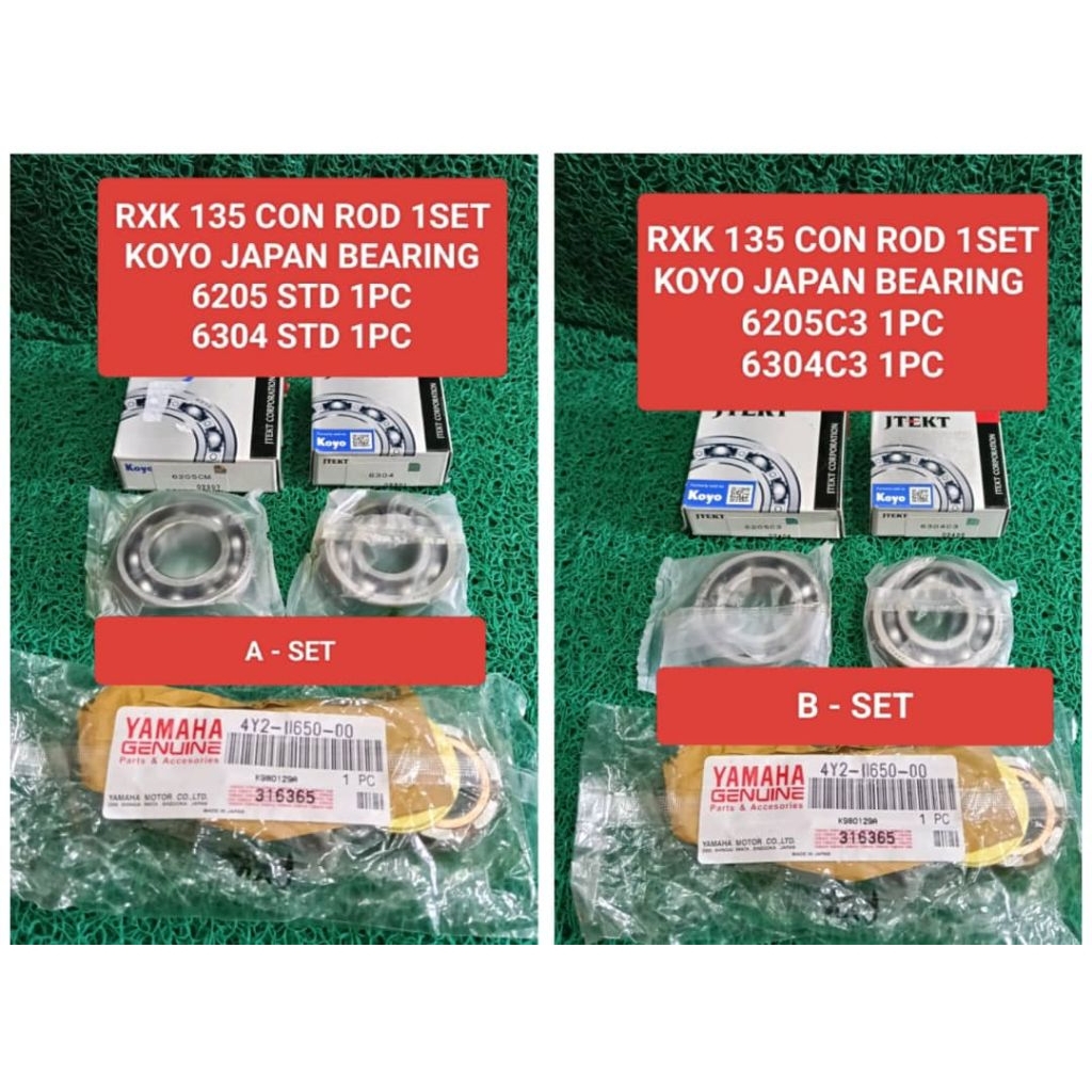 YAMAHA RXK135 RX KING RXK 135 CONNECTOR KOYO JAPAN CRANKSHAFT BEARING 6304 / 6205 CON ROD CRANK SHAF