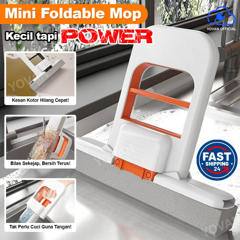 Yovan Mini Mop น้ํายาทําความสะอาดพับได้แบบพกพาสําหรับห้องครัวห้องน้ําการดูดซึมที่แข็งแกร่ง & Easy Sq