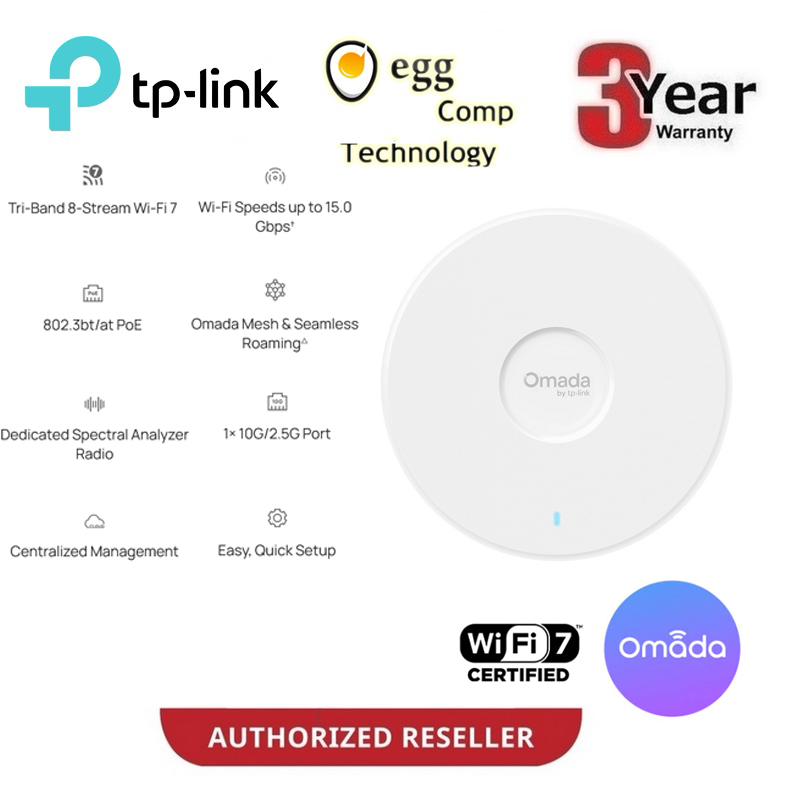 TP-LINK OMADA EAP787 BE15000 CEILING MOUNT TRI BAND WIFI 7 ACCESS POINT