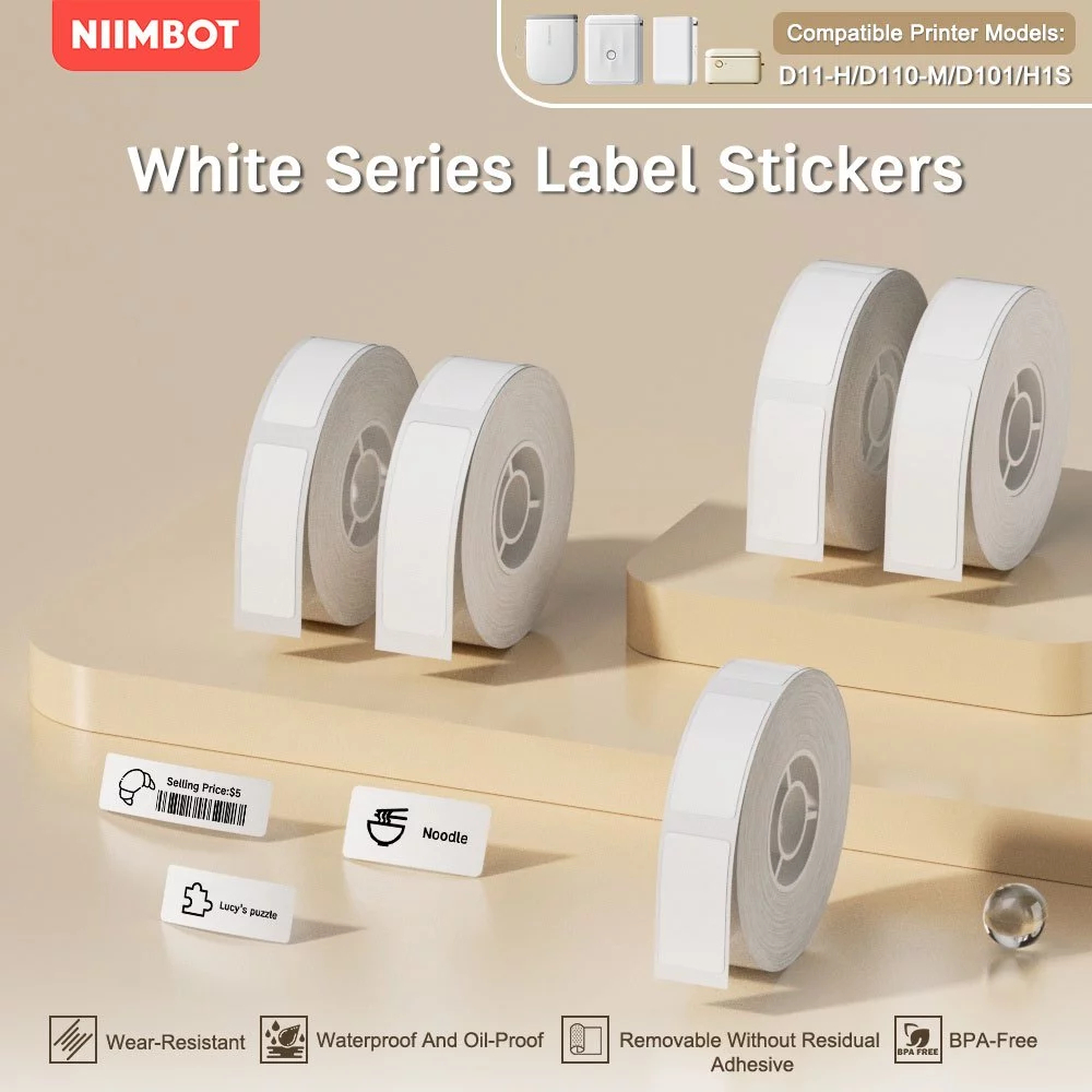 Niimbot D11/D110/D101/H1S สีแดงสีดําสีขาวสติกเกอร์ชื่อแท็กสติกเกอร์กันน้ํา