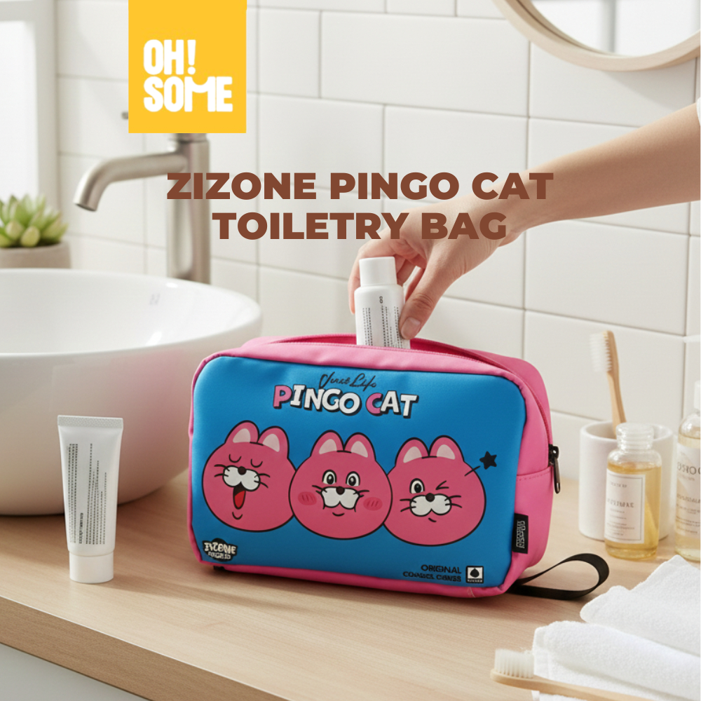 OHSOME x ZIZONE- Zizone Pingo Cat Toiletry Bag/ Makeup Organizer Bag/ Pouch Wash Bag/ Travel Mesh Wa